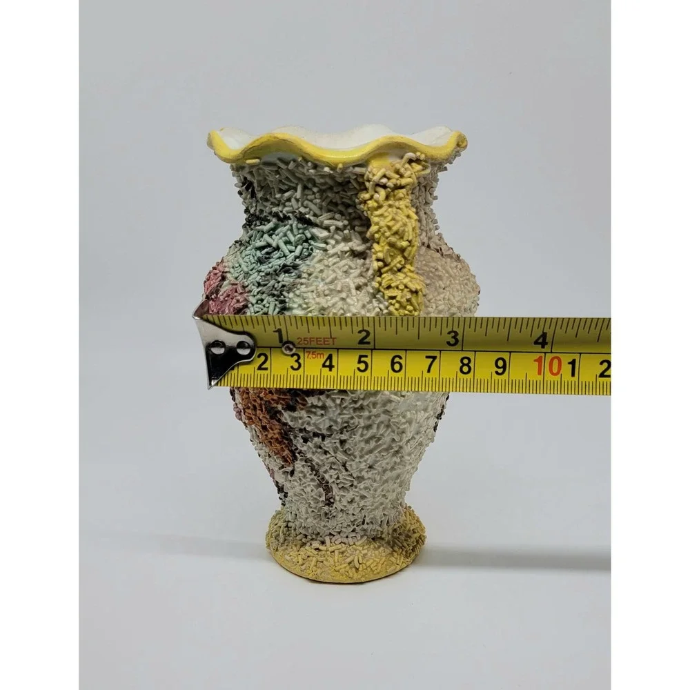 Vintage Italian Spaghetti Lava Ceramic Vase Butterfly Hand Painted Italy 117/B‎